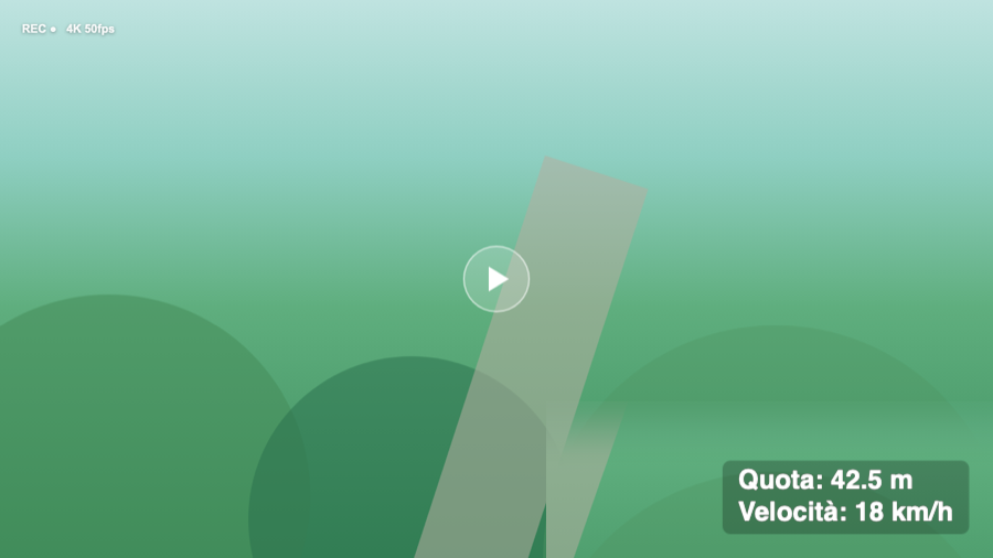 Video con la quota di volo e la velocità del drone sovraimpresse in basso a destra, generate da GeoTag Video